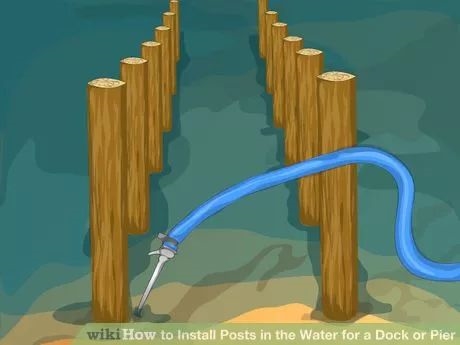 ドックまたは桟橋の水に柱を設置する方法