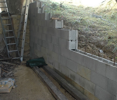 Cómo iniciar barras de refuerzo en la base para un muro de bloques