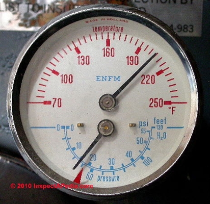 温水ボイラーシステムの通常のPSI測定値